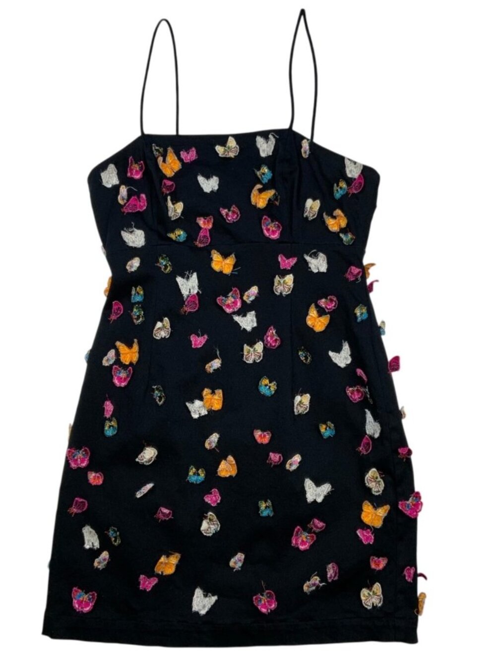 Anthropologie Maeve Butterfly Brynne 3D Spaghetti Strap Dress 2P Black Mini - Picture 15 of 16